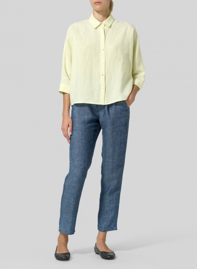 Linen Collar Boxy Top