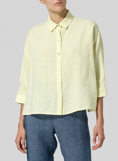 Linen Collar Boxy Top