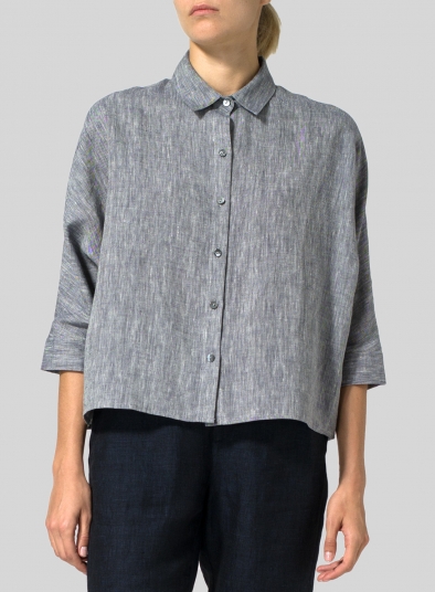 Linen Collar Boxy Top