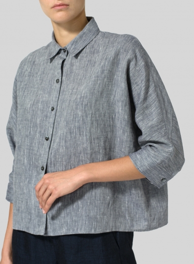 Linen Collar Boxy Top