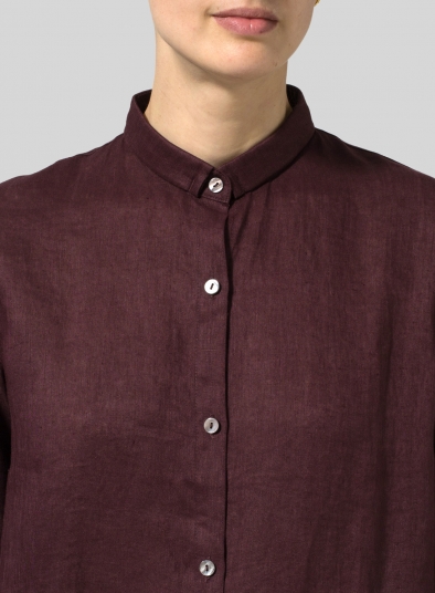 Linen Stand Collar Long Shirt