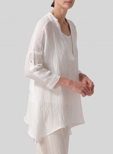 Linen Loose Deep V-neck Overtop