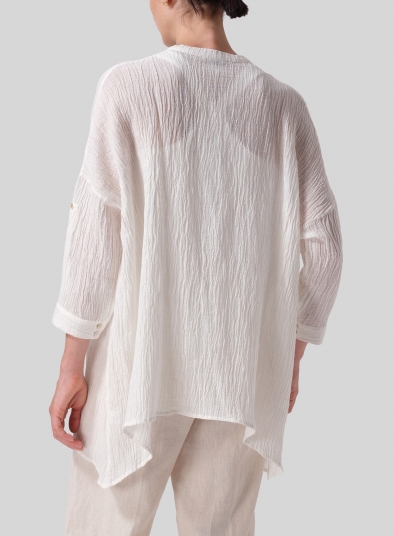 Linen Loose Deep V-neck Overtop