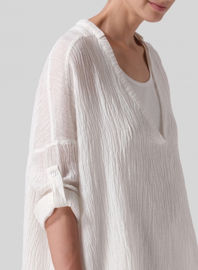 Linen Loose Deep V-neck Overtop