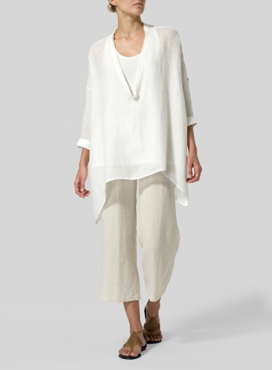 Linen Loose Delicate Deep V-neck Overtop