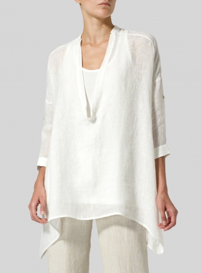 Linen Loose Delicate Deep V-neck Overtop