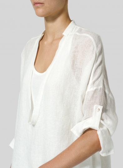 Linen Loose Delicate Deep V-neck Overtop