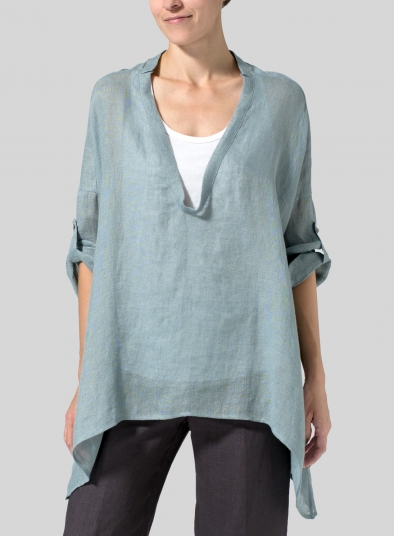 Linen Loose Delicate Deep V-neck Overtop