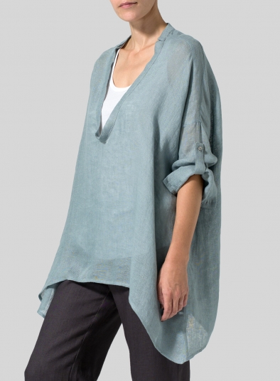 Linen Loose Delicate Deep V-neck Overtop