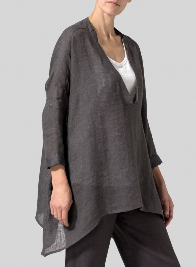 Linen Loose Delicate Deep V-neck Overtop