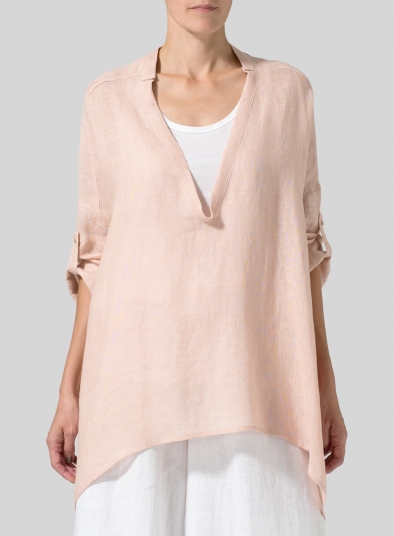 Linen Loose Delicate Deep V-neck Overtop