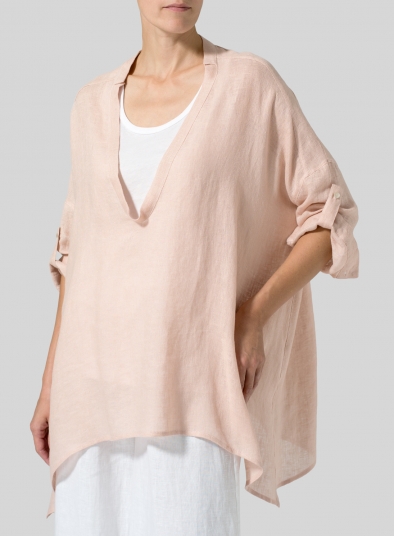 Linen Loose Delicate Deep V-neck Overtop