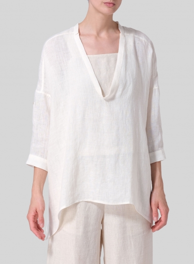 Linen Loose Delicate Deep V-neck Overtop