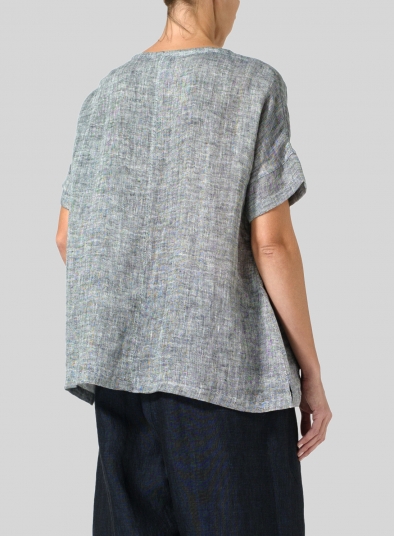 Vivid Linen Doublecloth Short Sleeve Top 