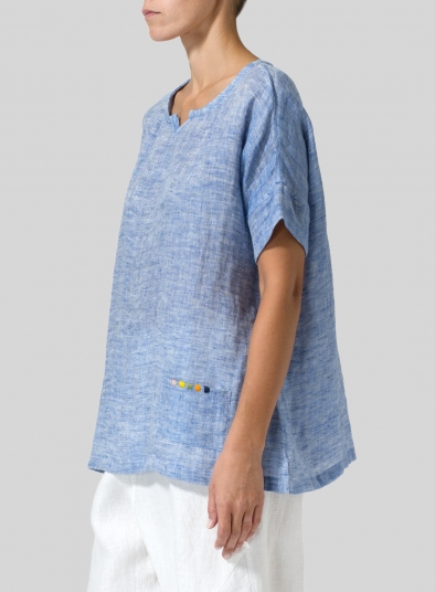 Linen Doublecloth Short Sleeve Top