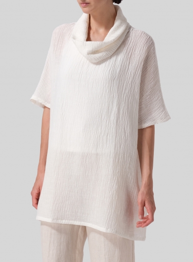 Linen Cowl Neck Gauze Tunic