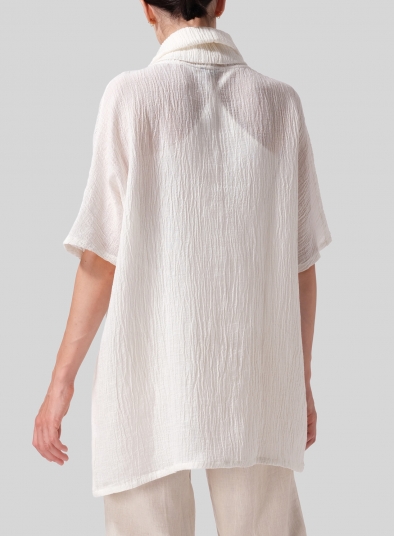 Linen Cowl Neck Gauze Tunic