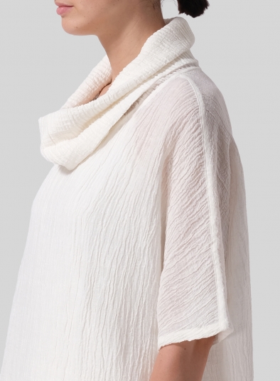 Linen Cowl Neck Gauze Tunic
