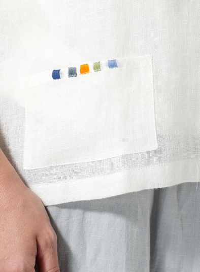 Linen Embroider Pocket Lightweight Top