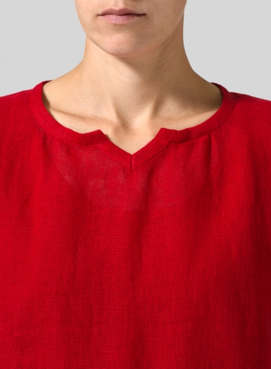 Linen Embroider Pocket Lightweight Top