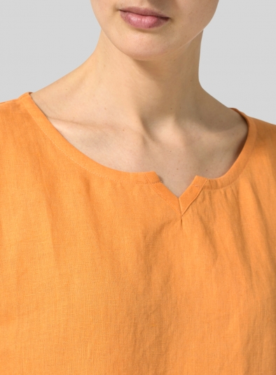 Linen Boxy Fit Embroidery Pocket Top