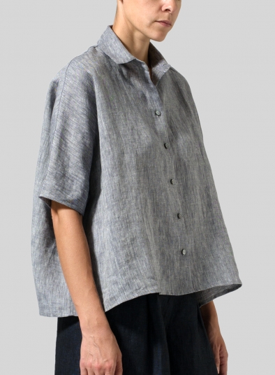 Linen Boxy Sleeves Shirt