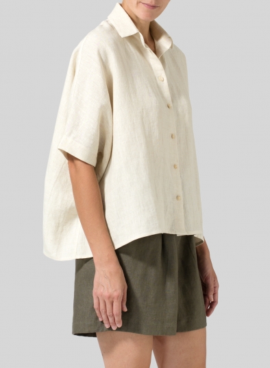 Linen Boxy Sleeves Shirt