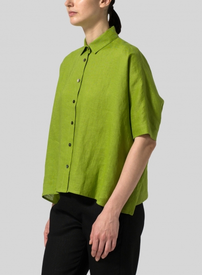 Linen Boxy Sleeves Shirt