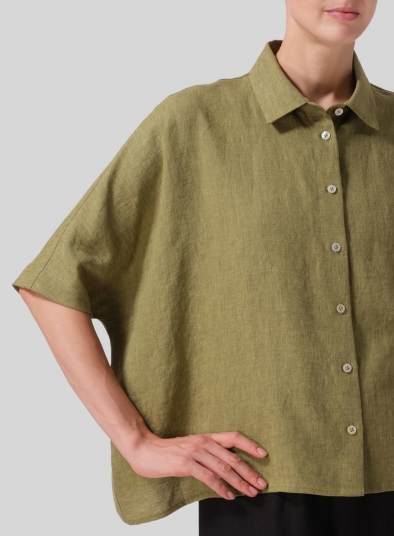 Linen Boxy Sleeves Shirt