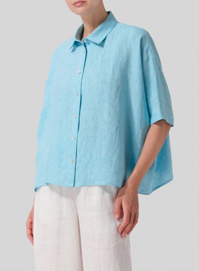 Linen Boxy Sleeves Shirt