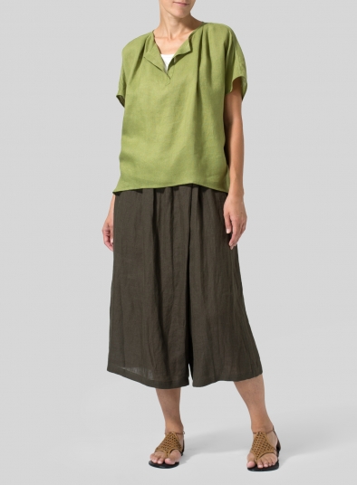 Linen Pleated Back Blouse