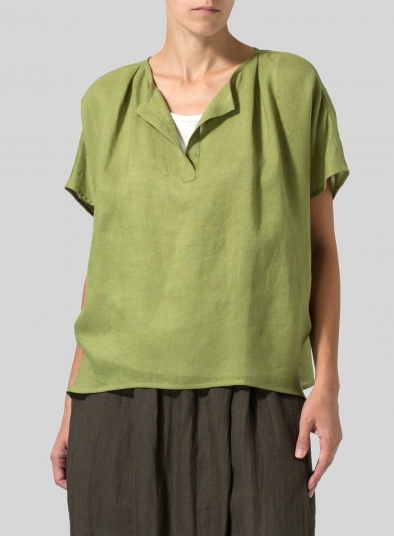 Linen Pleated Back Blouse