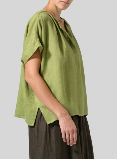 Linen Pleated Back Blouse