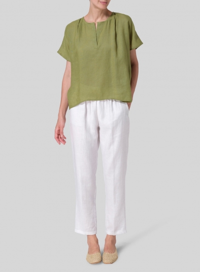 Linen Pleated Back Blouse