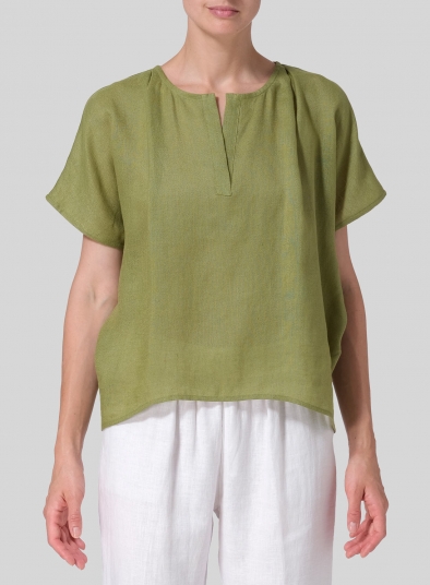 Linen Pleated Back Blouse