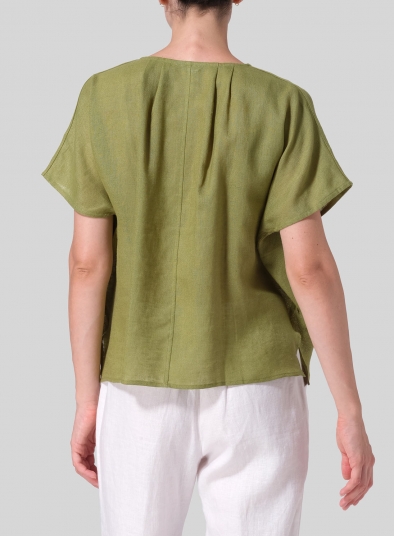 Linen Pleated Back Blouse