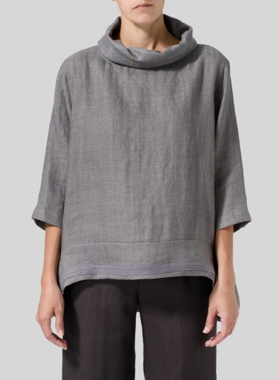 Linen Cowl Neck Top