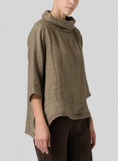 Linen Cowl Neck Top