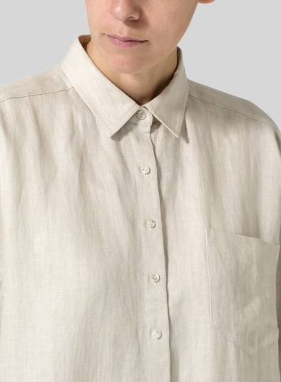 Linen Dropped Shoulder Long Blouse
