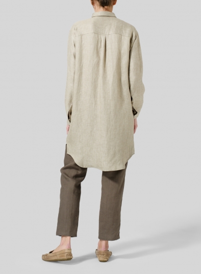 Linen Dropped Shoulder Long Blouse