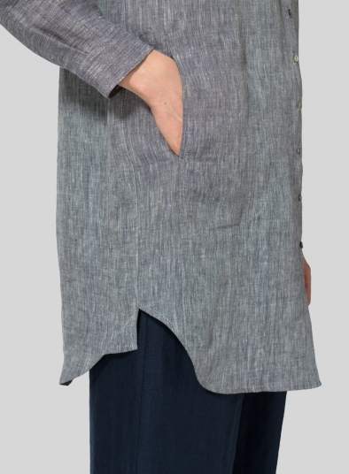 Linen Classic Dropped Shoulder Long Blouse