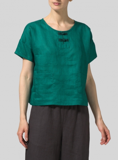 Two Tone Linen Chinese Button Box Top