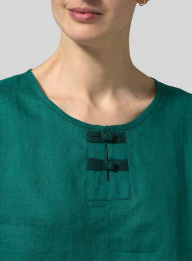 Two Tone Linen Chinese Button Box Top