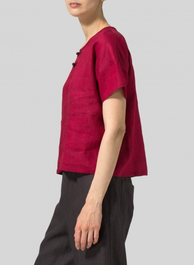 Two Tone Linen Chinese Button Box Top