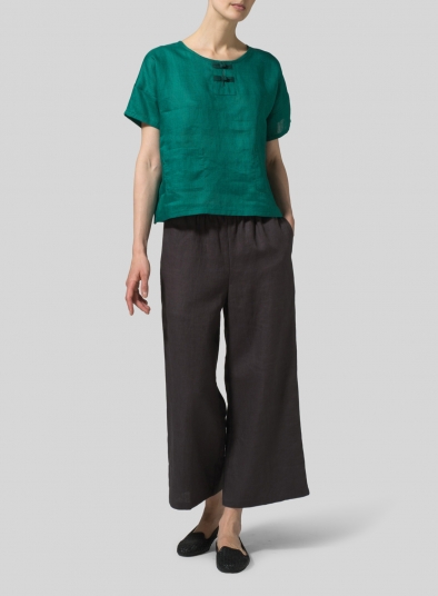 Two Tone Linen Chinese Button Box Top