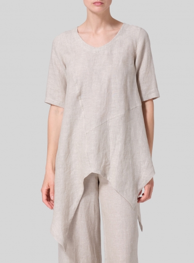 Linen Asymmetrical Hem Tunic