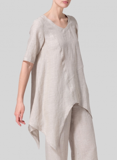 Linen Asymmetrical Hem Tunic