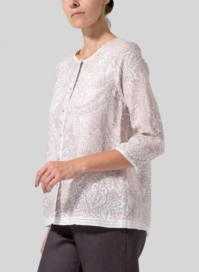 Lightweight Linen Embroidered Hemline Top