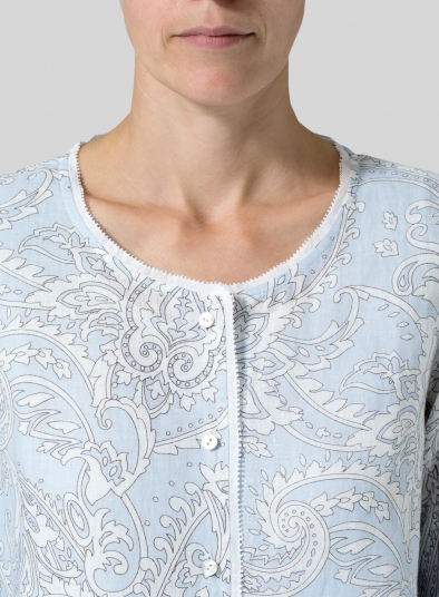 Lightweight Linen Embroidered Hemline Top