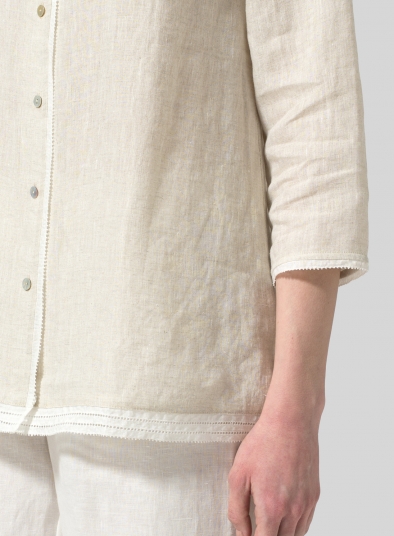 Lightweight Linen Embroidered Hemline Top